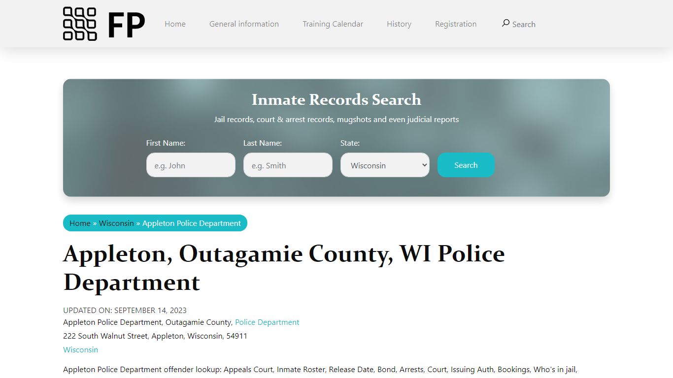 Appleton, WI Police - City Jail Inmates, Arrests