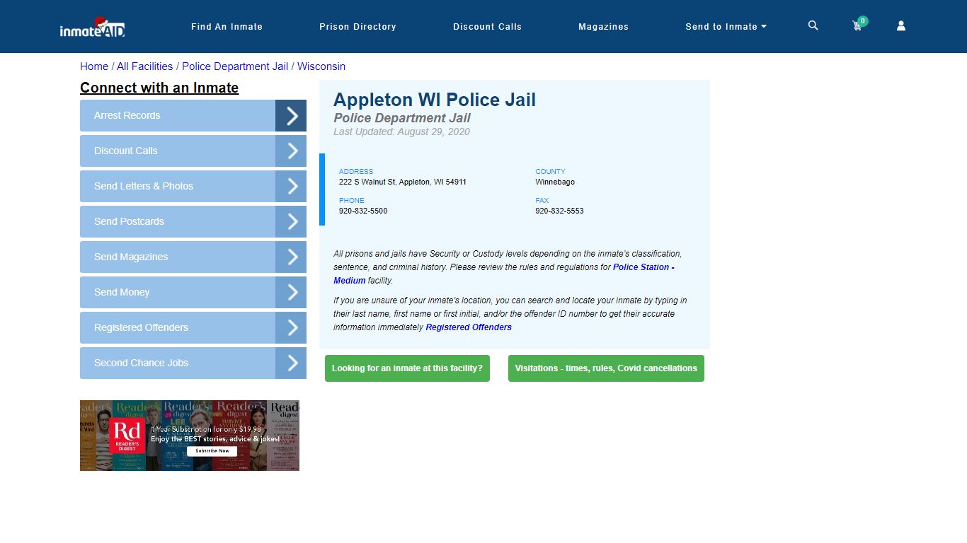 Appleton WI Police Jail & Inmate Search - Appleton, WI