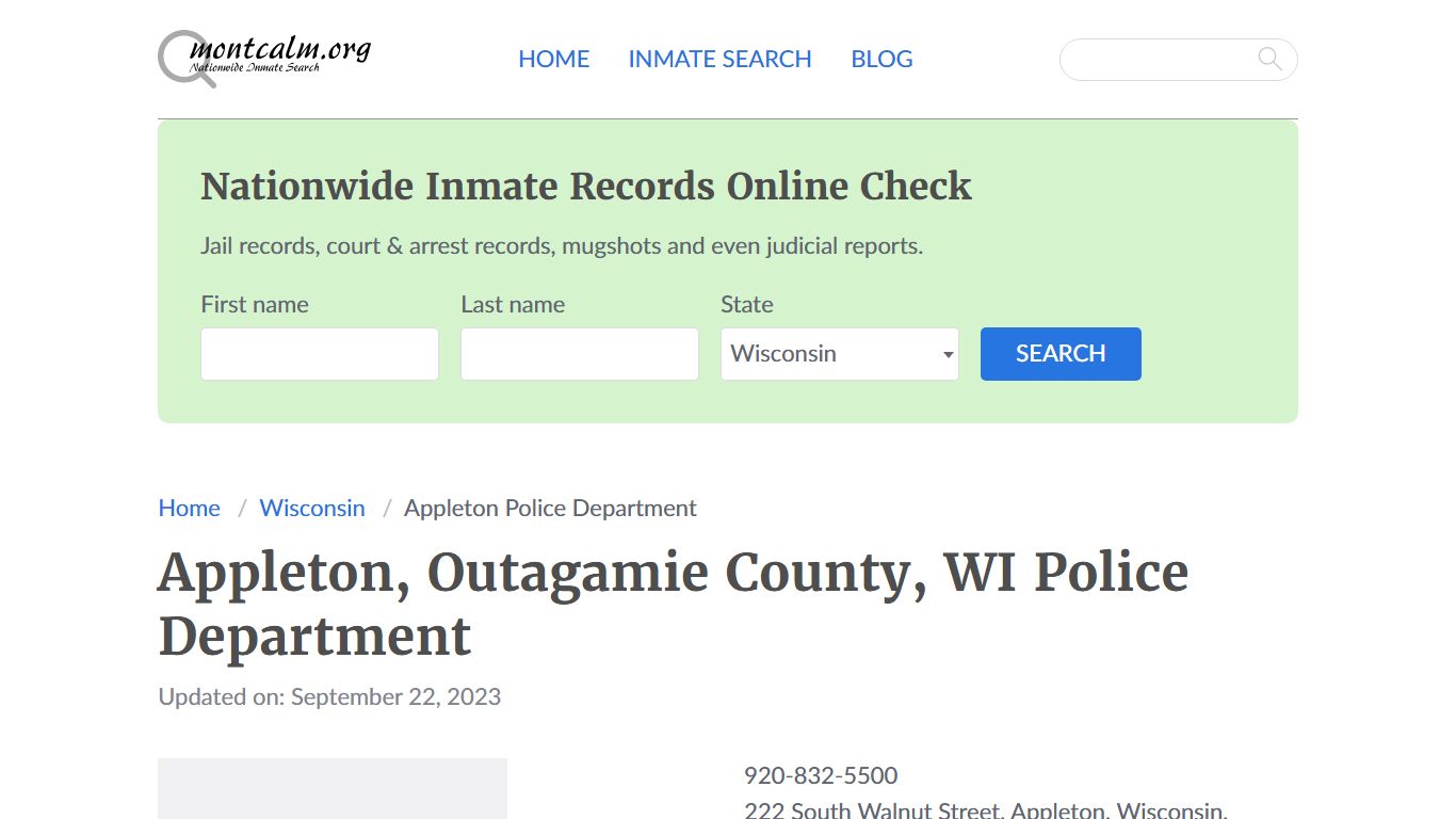 Appleton, WI Police - City Jail Inmates, Arrests